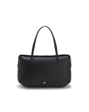 HUGO Faux-Leather Tote Bag With Stacked Logo - Black