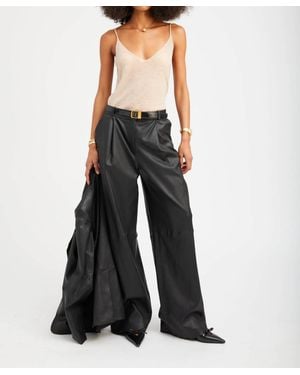 SPRWMN Paloma Pleated Wide Leg Pant - Black