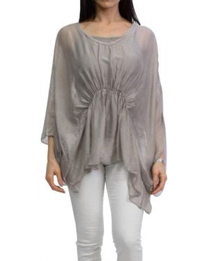 Gigi Moda Paolita Bat-Wing Scoop Neck Blouse - Gray