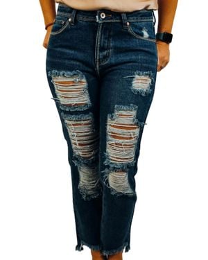 Pol Distressed Boyfriend Jean - Blue
