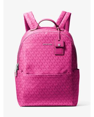 Michael Kors Sable Large Printed Signature Logo Backpack - Pink