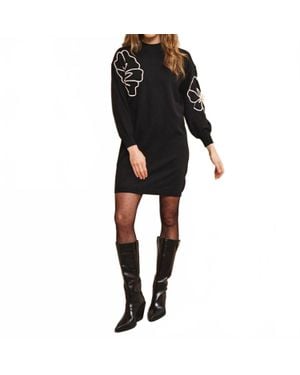 EsQualo Tape Flower Dress - Black