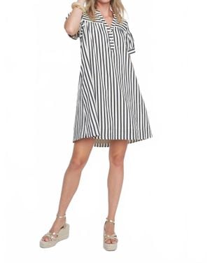 Renuar Coastal Cabana Stripe Mini Dress - Gray