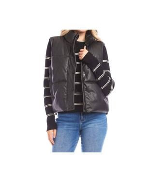 Karen Kane Faux Leather Quilted Puffer Vest - Black