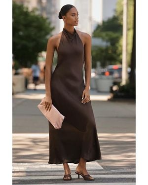 Maeve Jamie Satin Halter Maxi Dress - Green
