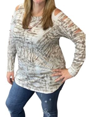 Honeyme Cut Out Neutral Top - Gray