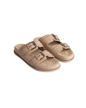 Johnny Was Studded Everyday Buckle Slide Sandal - Brown