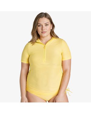 Calypsa Half-Zip Short Sleeve Rashguard Adele Swim Top - Red