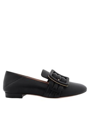Bally Janelle Buckle Leather Loafers - Black