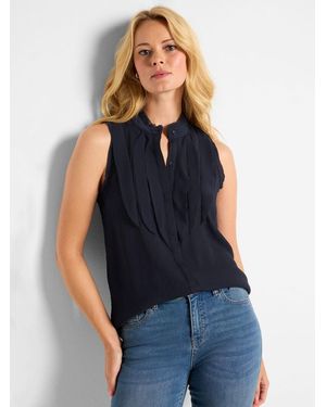 NIC+ZOE Nic+Zoe Falling Tank Top Dark Chiffon Woven Pullover Red359 - Blue