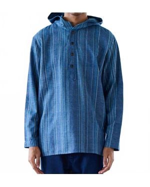 Original Madras Trading Co. Hooded Kurta Sweatshirt - Blue