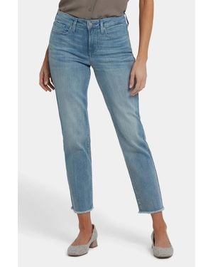 NYDJ Sheri Slim Ankle Jeans Light Paradise Denim Frayed Hem Gbo3878 - Blue