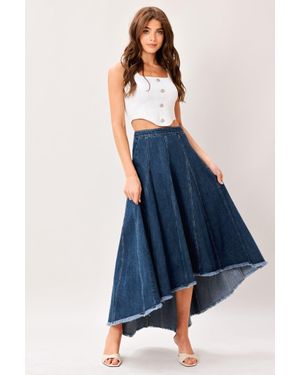 TRUEDAMES City Swing Denim Hi-Lo Midi Circle Skirt - Blue