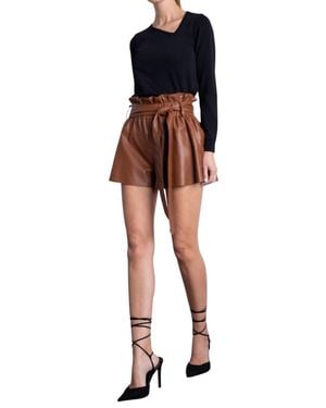 Karina Grimaldi Juana Vegan Leather Shorts - Red