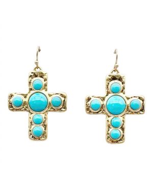 Porshia By Porshia Banks Vintage Style & Pearl Cross Earrings - Blue