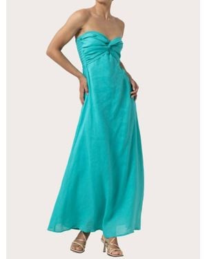 LUSANA Melody Linen Maxi Dress - Blue