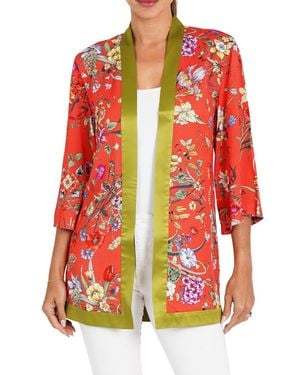 Love Token Thomas Floral Open Front Kimono - Red