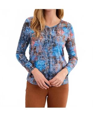 Fdj Long Sleeve V-Neck Top - Blue