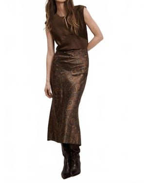 Veronica Beard Clover Midi Skirt - Brown