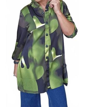 Elior Envy Button Down Top - Green