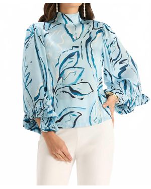 tyler boe Sarah Charmeuse Mock Neck Blouse - Blue