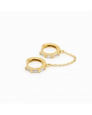 Au79 St Moritz Double Huggie Earrings With Chain - Metallic