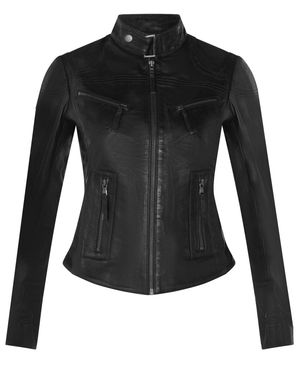 Infinity Leather Slim-Fit Leather Biker Jacket-Maldon - Black