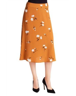 Kensie Midi Woven Skirt - Orange