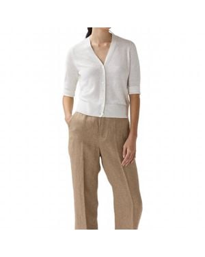 ANN MASHBURN Short Sleeve Rosie V Neck Cardigan - Gray