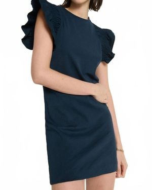 Nation Ltd Ellis Ruffle Sleeve Mini Dress - Blue