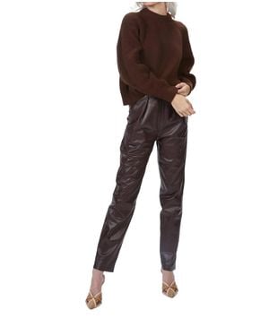 Zeynep Arcay Pleated Leather Pants - Brown