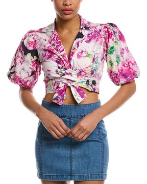 Rococo Sand Cropped Wrap Top - Pink