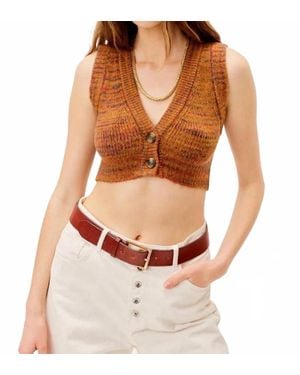 For Love & Lemons Helena Crop Sweater Vest - Brown