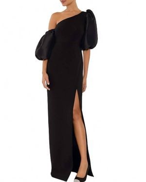 Likely Natasha One Shoulder Puff Sleeve Gown - Black