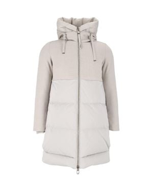 DUNO Two-Tone Hooded Nabucco Wool-Blend Down Coat - White