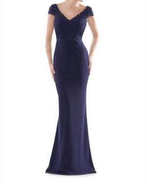 Colors Dress Fit And Flare Faille Gown - Blue