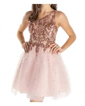 Mori Lee One Shoulder Dress - Pink