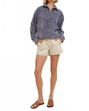 Wishlist Chandler Crop Corduroy Button Down - Blue