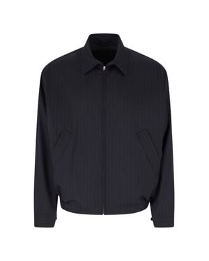 Kaptain Sunshine Dark Pinstriped Wool Zip Jacket - Blue