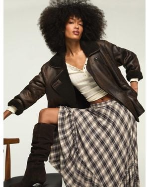Lucky Brand Oversized Faux Shearling Coat - Black