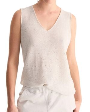 Biancalancia Sleeveless V-Neck Relaxed Knit Top - White