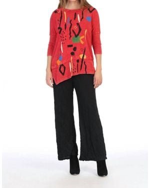 Jess & Jane Surprise Mineral Washed Dolman Sleeve Cotton Top - Red