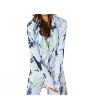 French Kyss Marble Wash Zip Up Hoodie - Blue