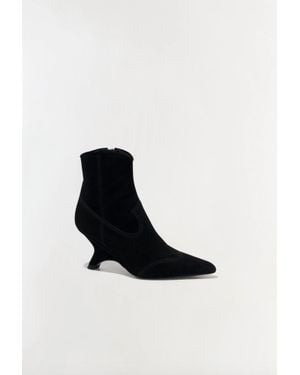 Jonathan Simkhai Shadow Suede Western Ankle Boots - White