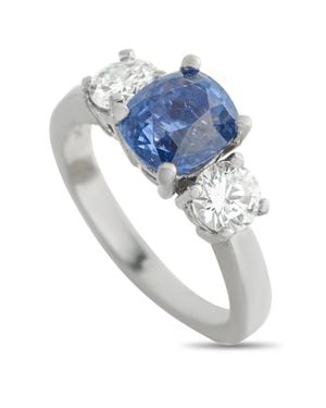 LB Exclusive Platinum 1.0Ct Diamond And Sapphire Ring Mf26-051826 - Blue