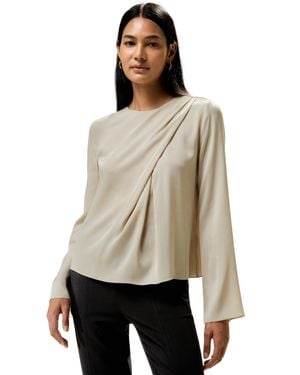 LILYSILK One Shoulder Asymmetrical Flounce Silk Blouse For - Natural