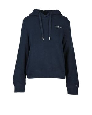 Tommy Hilfiger Dark Cropped Hooded Sweatshirt - Blue