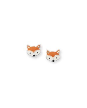 Fashnzfab Enamel Fox Face Stud Earrings - White