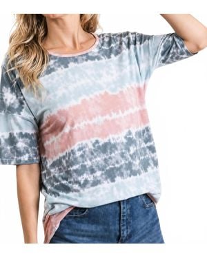 BOMBOM Tie Dye Stripes Top - Blue