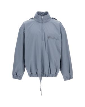 Rier Light Removable Hood Cotton Windbreaker - Blue